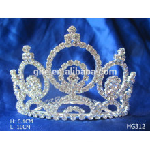 metal crown caps plastic tiara plastic crowns and tiaras new year diamond wedding/bridal tiara crystal glass crown